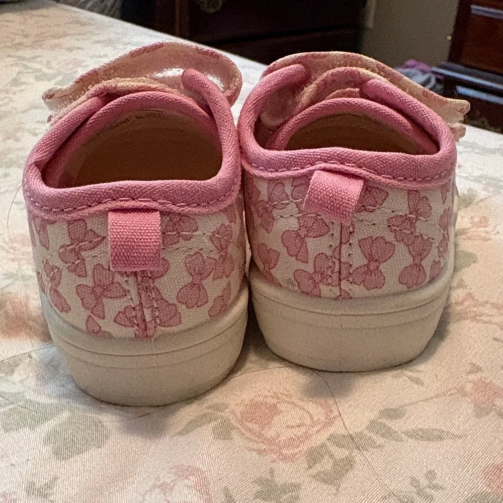 wonder nation Pink Bow-Print Hook & Loop Baby Sneakers
